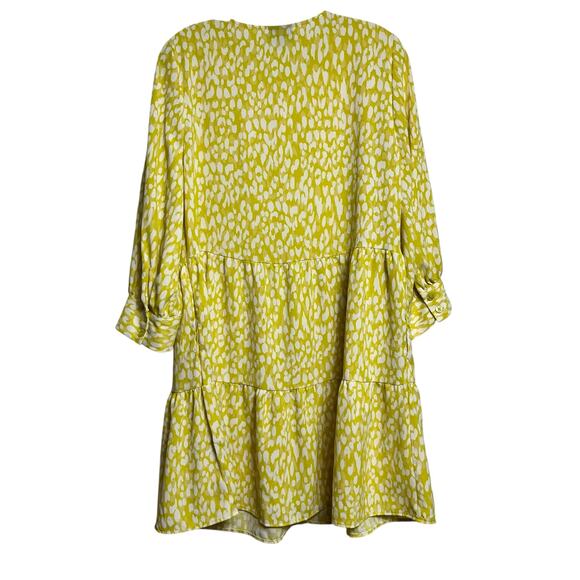 Who What Wear Yellow Leopard Print Tiered Dress - M (2842) - Picture 4 of 6